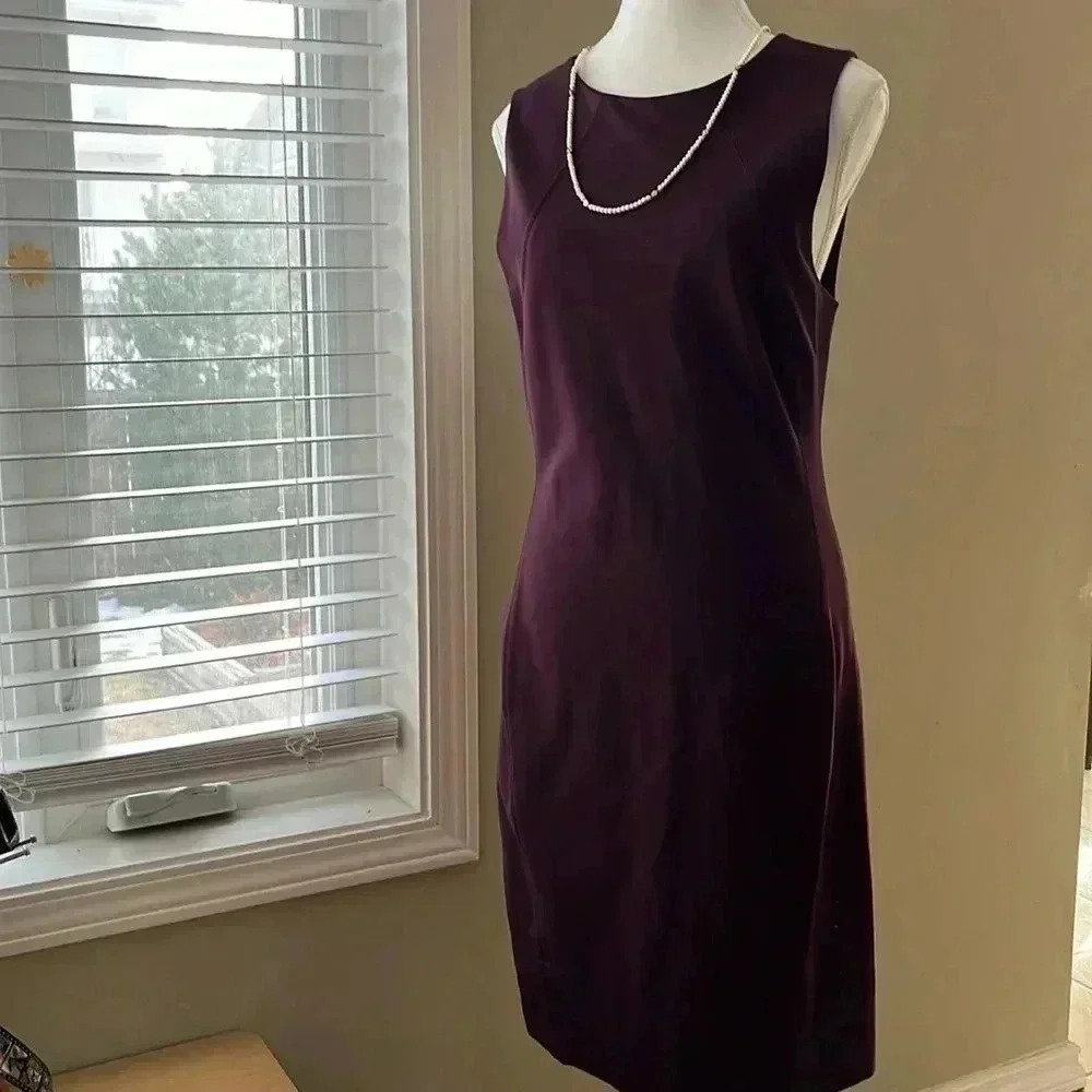 [10]Babaton Burgundy Sleeveless Rayon Blend  MIDI Dress - Picture 3 of 14